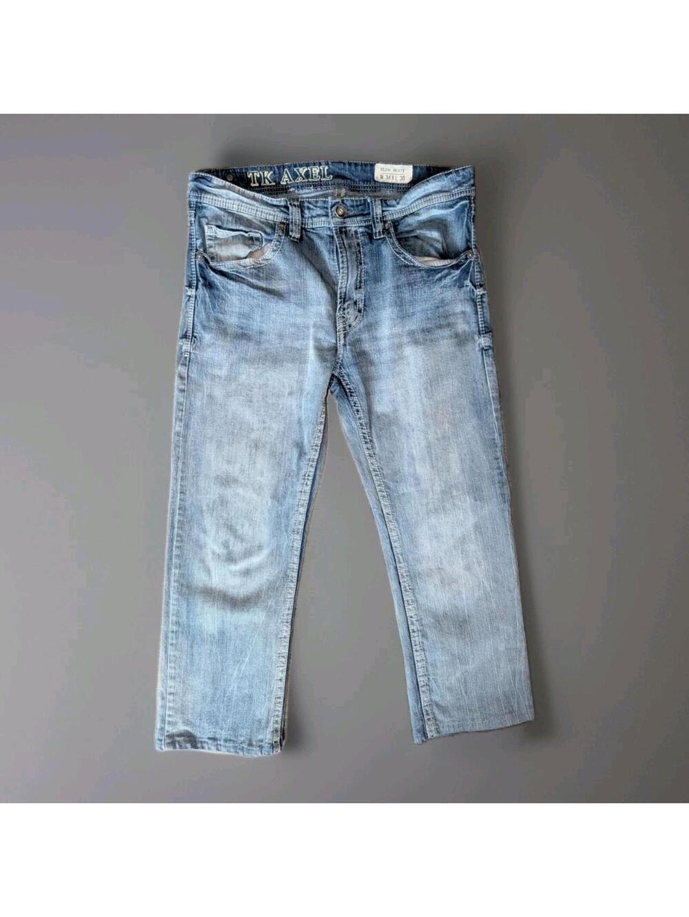tk axel mens jeans slim boot 34x30 Hemmed To 25 (See Pics)